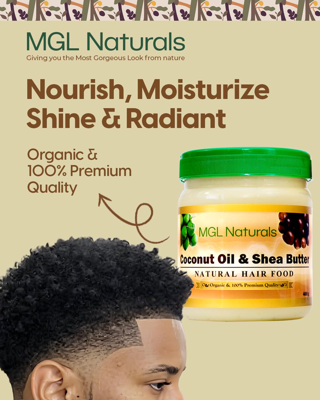 MGL Naturals hands applying hair food to show easy application benefit