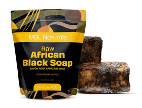 MGL Naturals front packaging showing 1 lb raw bar and brand benefits