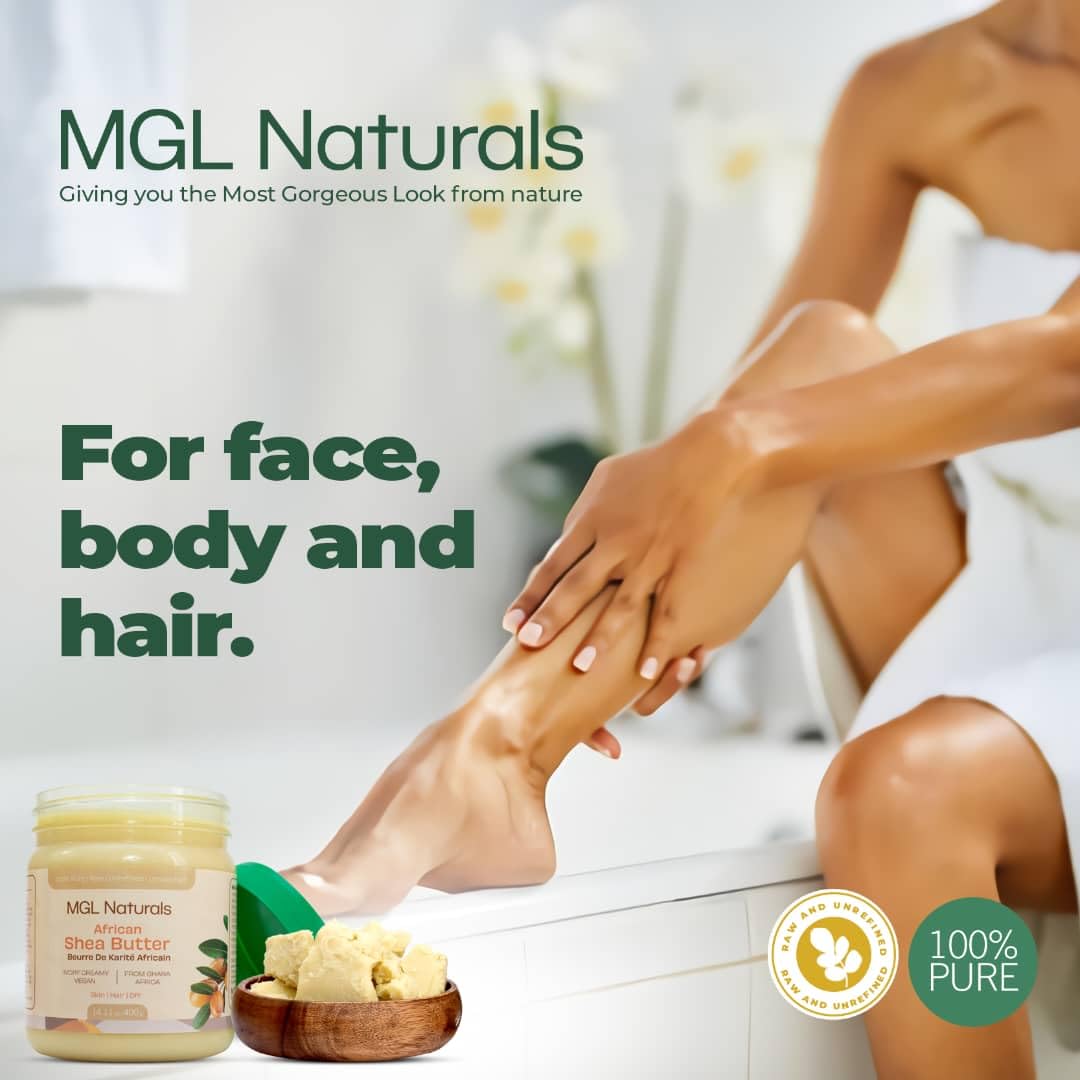MGL Naturals open jar creamy ivory butter for nourishing skin benefits