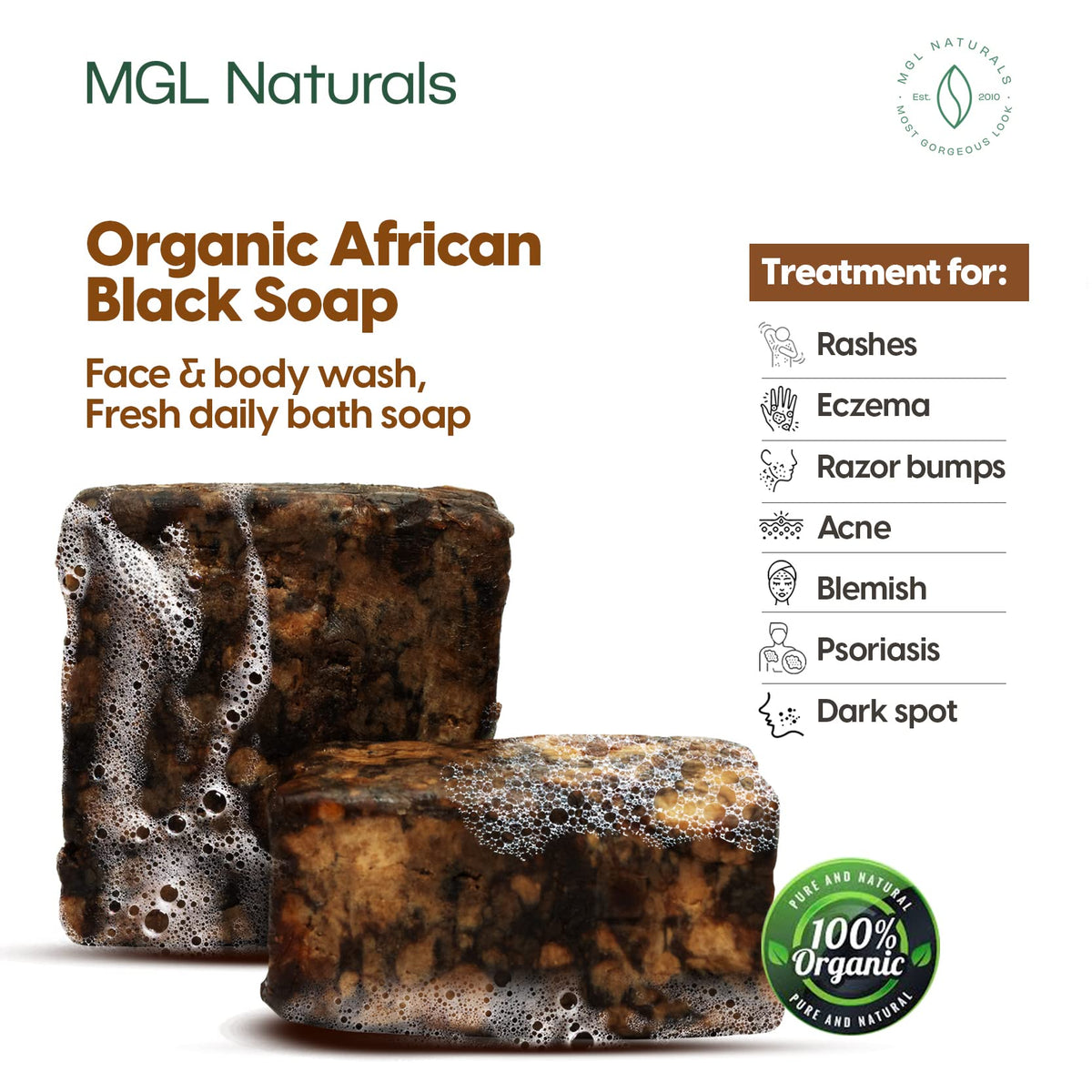 MGL Naturals close-up of soap texture showing natural ash exfoliation