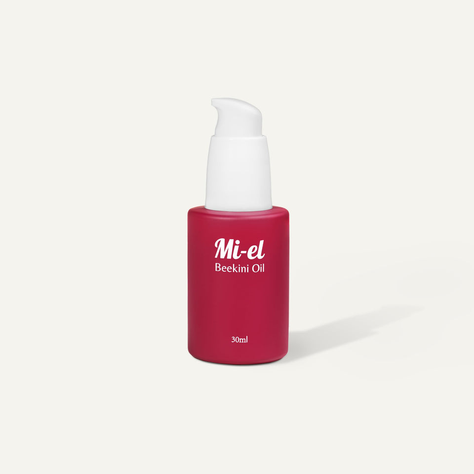 Mi-el Beekini Oil front bottle showing label and 30ml size for travel-friendly care