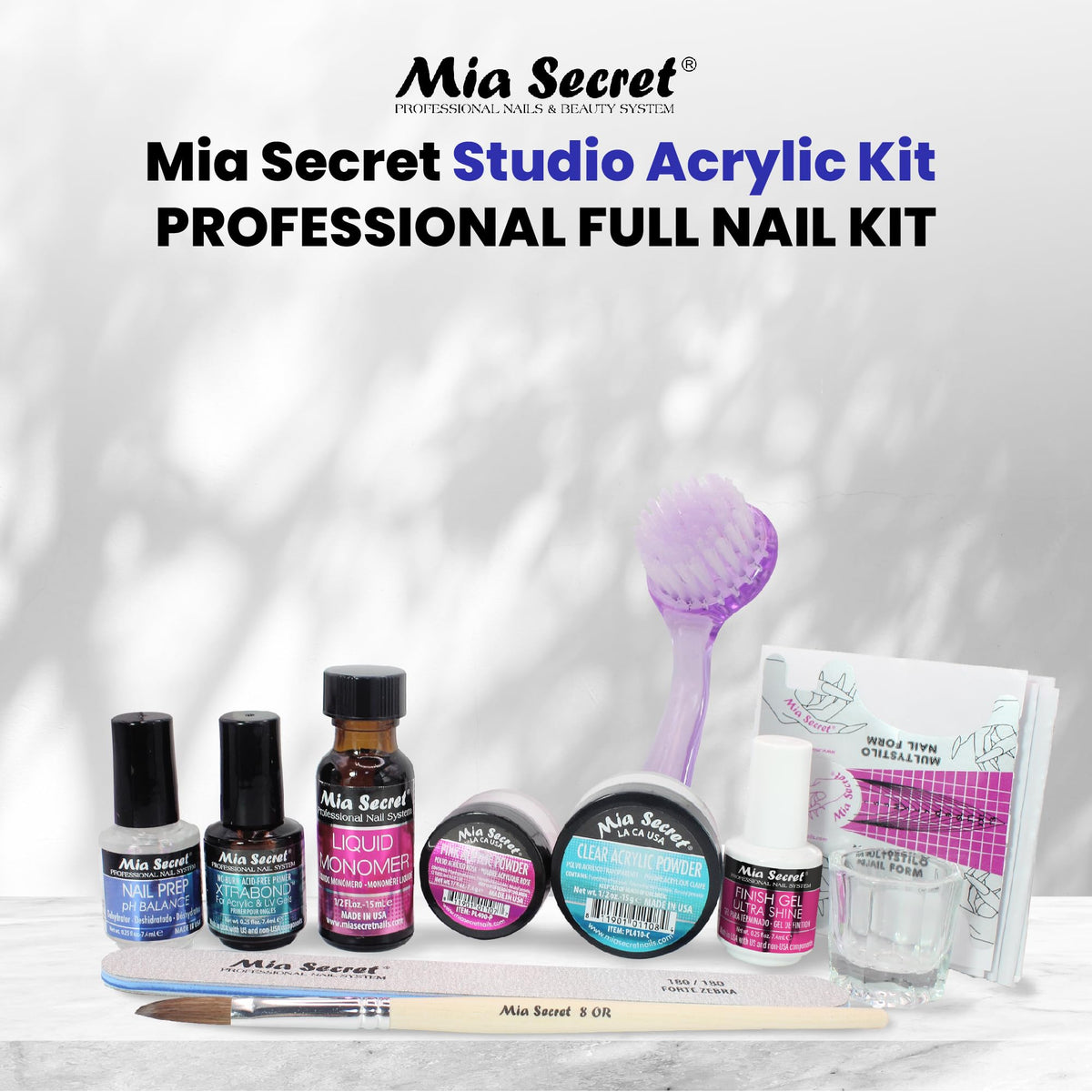 Mia Secret acrylic powders close-up highlighting color options for versatile looks
