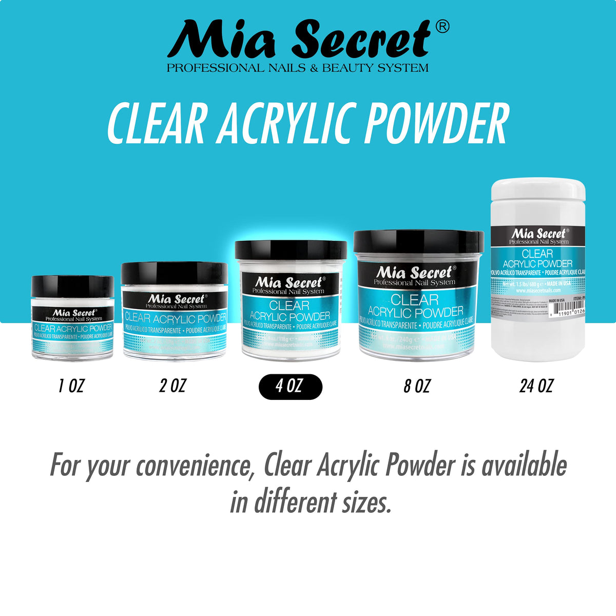 Mia Secret 4oz jar shown beside common tools for size and supply estimate