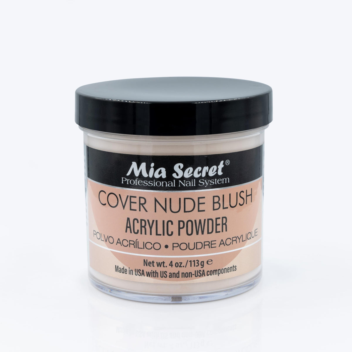 Mia Secret front jar view showing label and blush tone for easy selection
