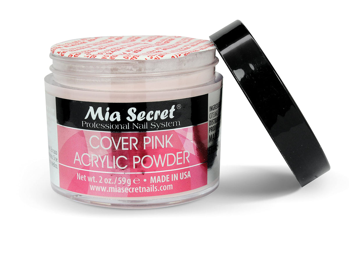Mia Secret product label close-up stating made in USA and no MMA for safety reassurance