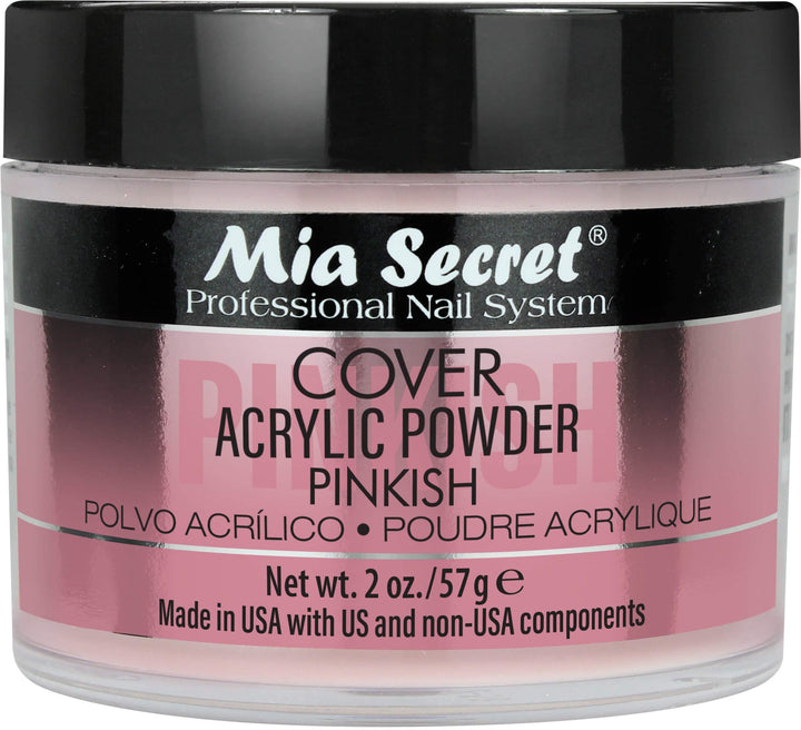 Mia Secret front jar showing powder and brand for professional shelf appeal