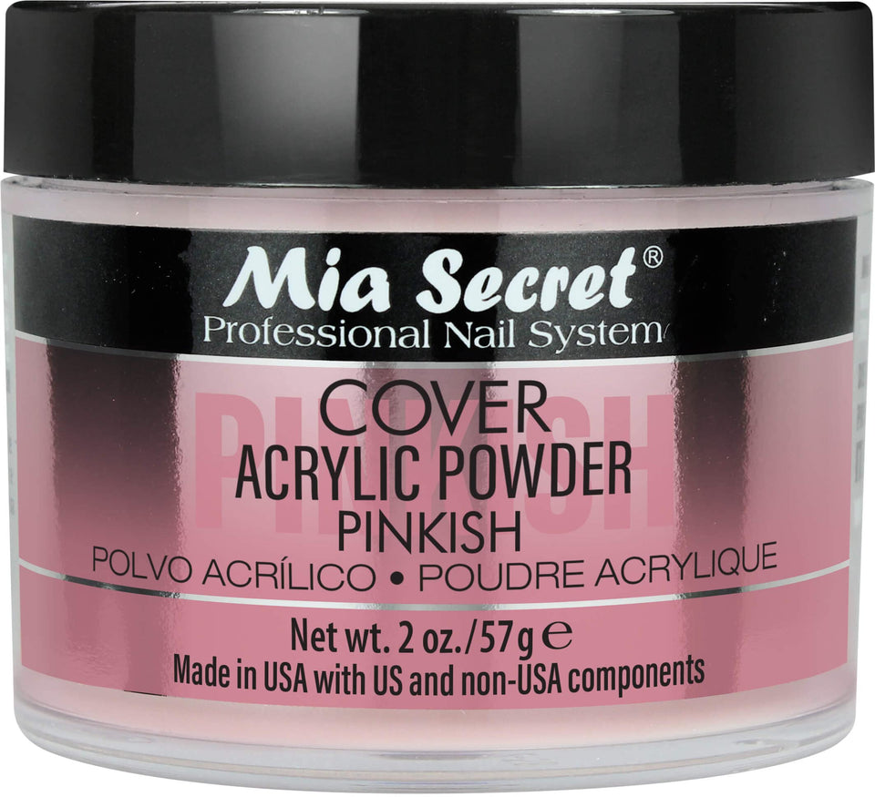 Mia Secret front jar showing powder and brand for professional shelf appeal