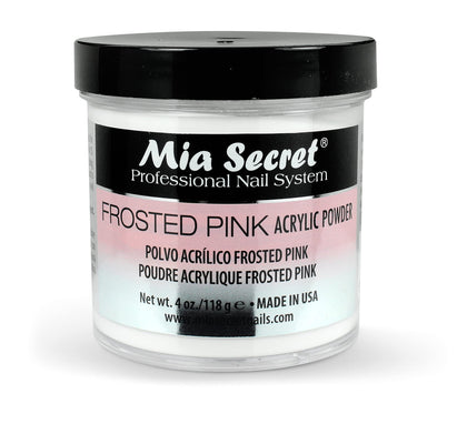 Mia Secret frosted pink jar front view showing label and size benefit