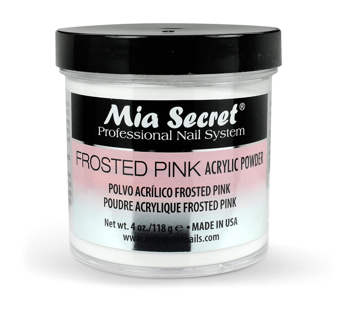 Mia Secret frosted pink jar front view showing label and size benefit