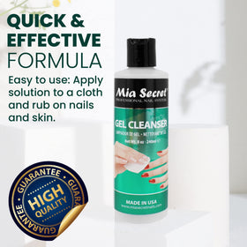 Shiny cured gel nail after Mia Secret cleanser wipe