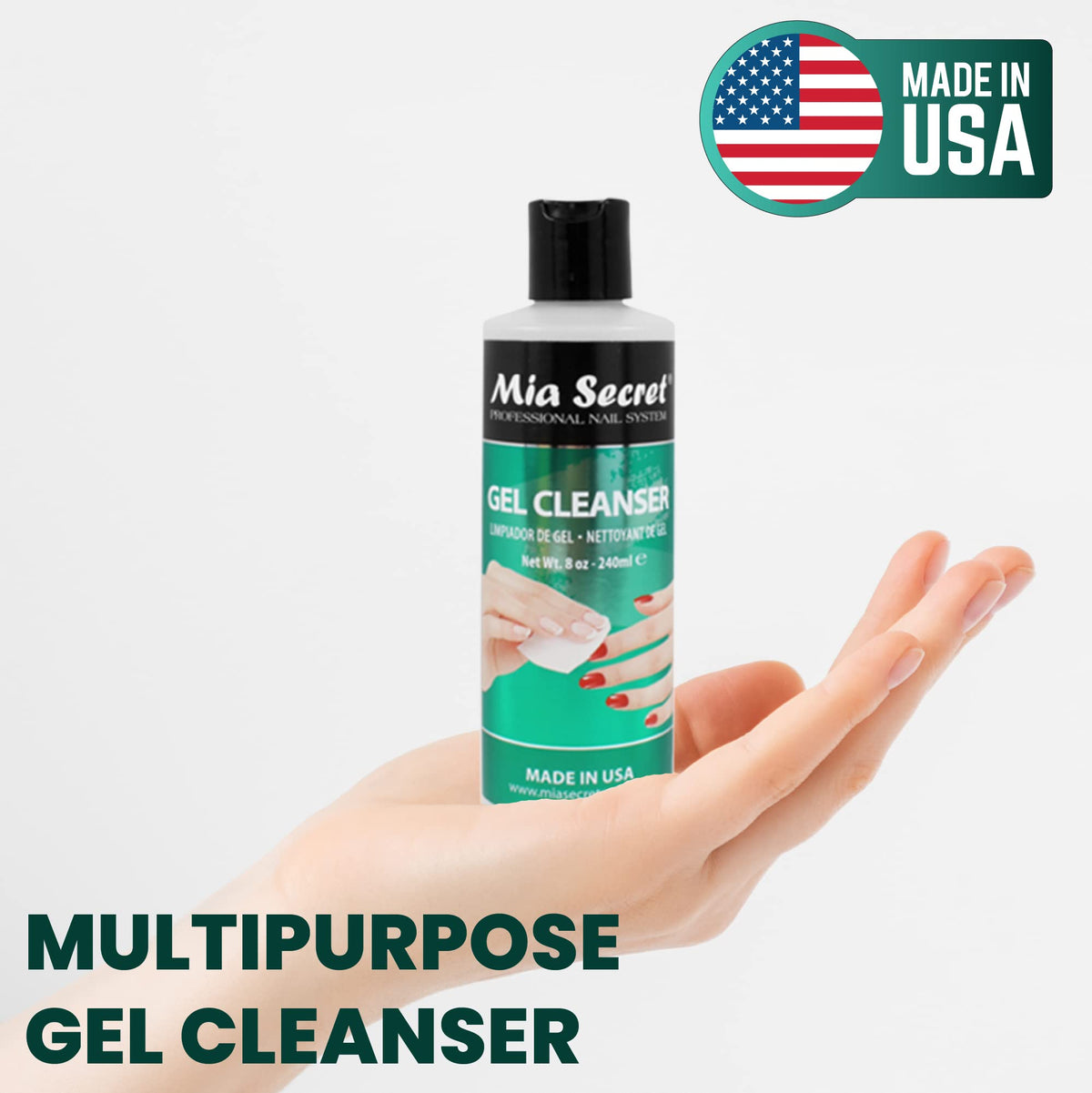 Mia Secret bottle on salon workstation for professional use