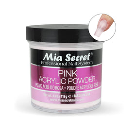 Open Mia Secret 4 oz jar top view showing powder depth and usable volume for multiple sets
