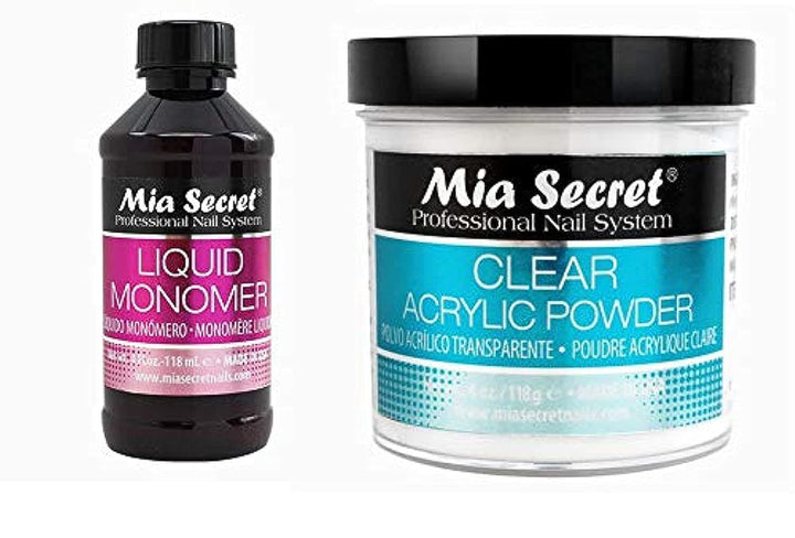 Mia Secret kit front packaging showing monomer and powder for professional results