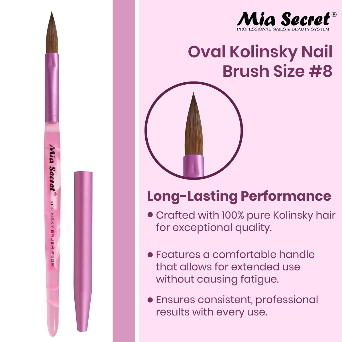 Mia Secret close-up of Kolinsky bristles highlighting excellent product retention