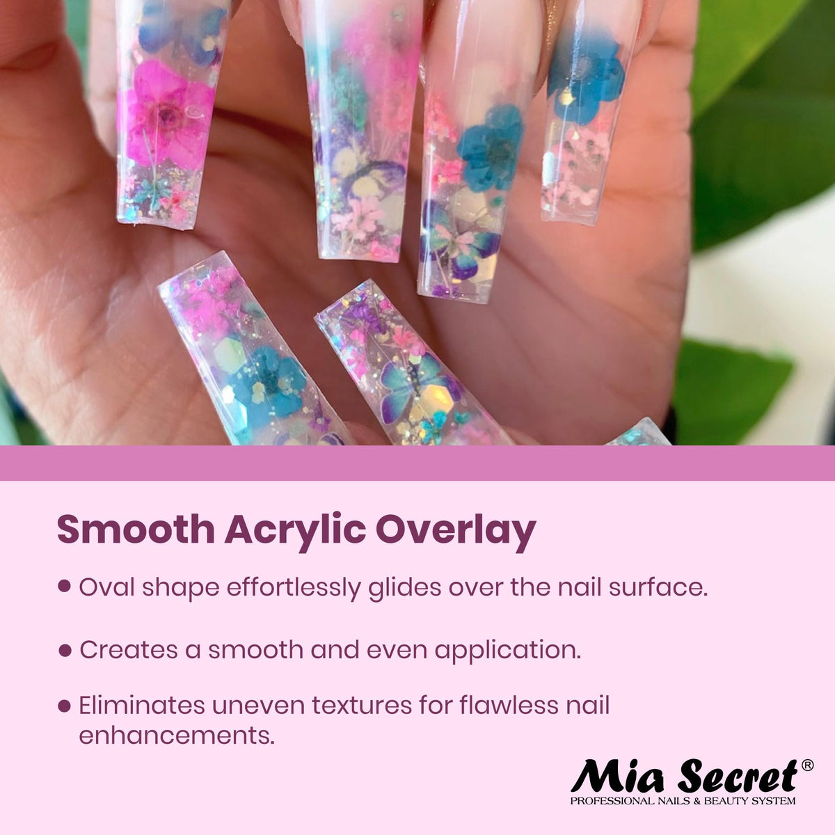 Mia Secret brush held in hand showing size and ergonomic benefit