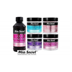 Mia Secret liquid monomer and acrylic powder in use demonstrating smooth sculpting