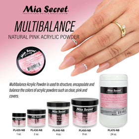 Label detail on Mia Secret Natural Pink jar emphasizing formula benefits and professional use
