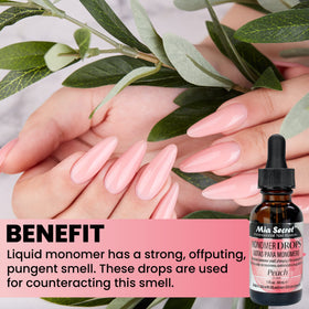 Mia Secret drops blended into a dappen dish with monomer for comfort