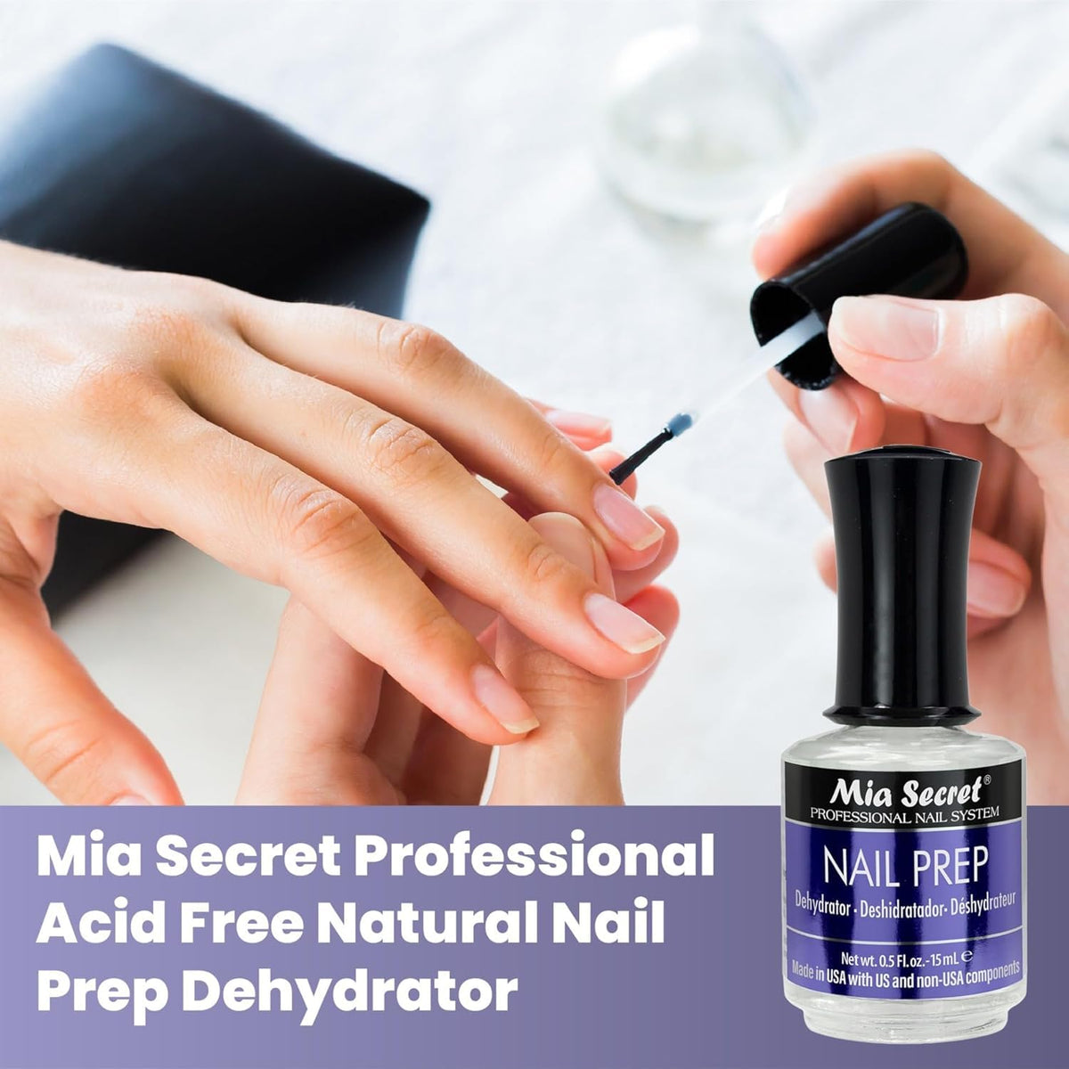 Mia Secret XtraBond primer pipette dispensing a drop to demonstrate precise application and better adhesion