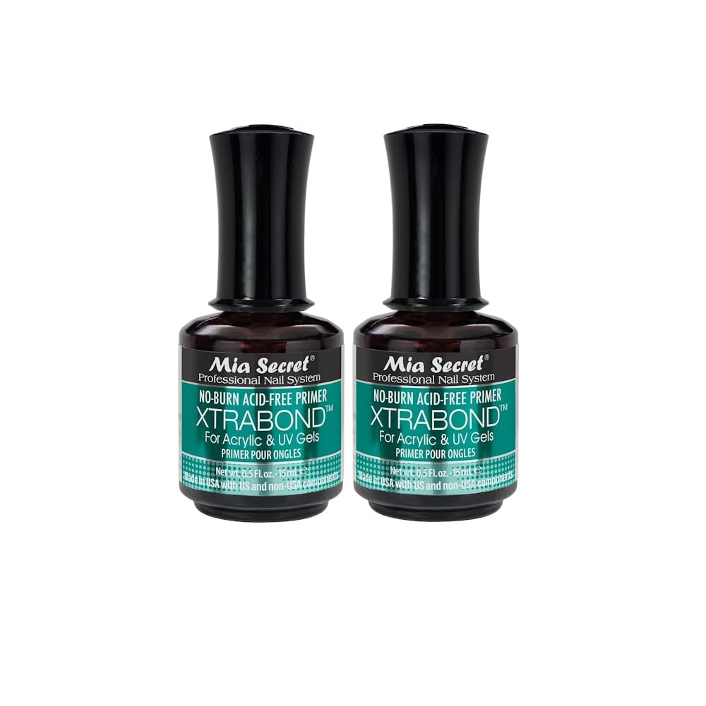 Mia Secret front packaging showing 2-pack primer for strong adhesion