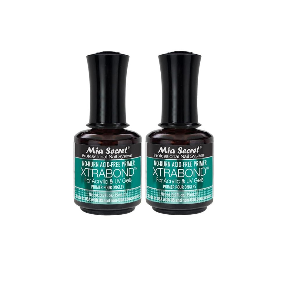 Mia Secret front packaging showing 2-pack primer for strong adhesion