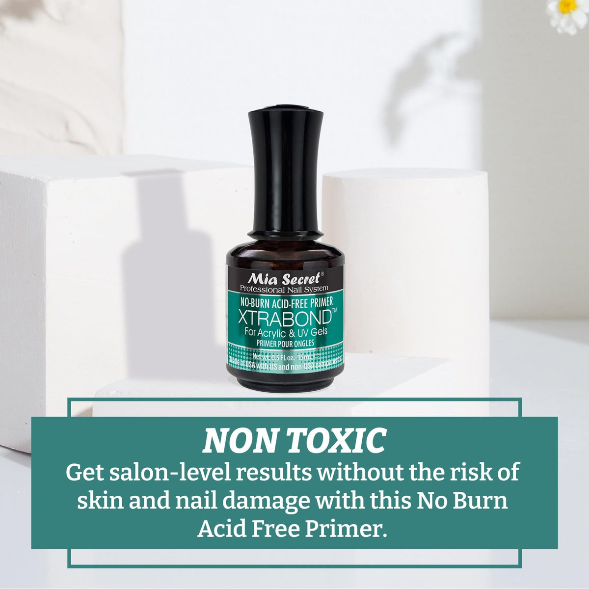 Mia Secret primer on natural nail prep showing improved adhesion
