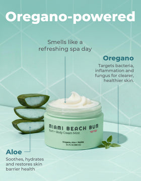 Miami Beach Bum cream spread on skin closeup for smooth texture benefit