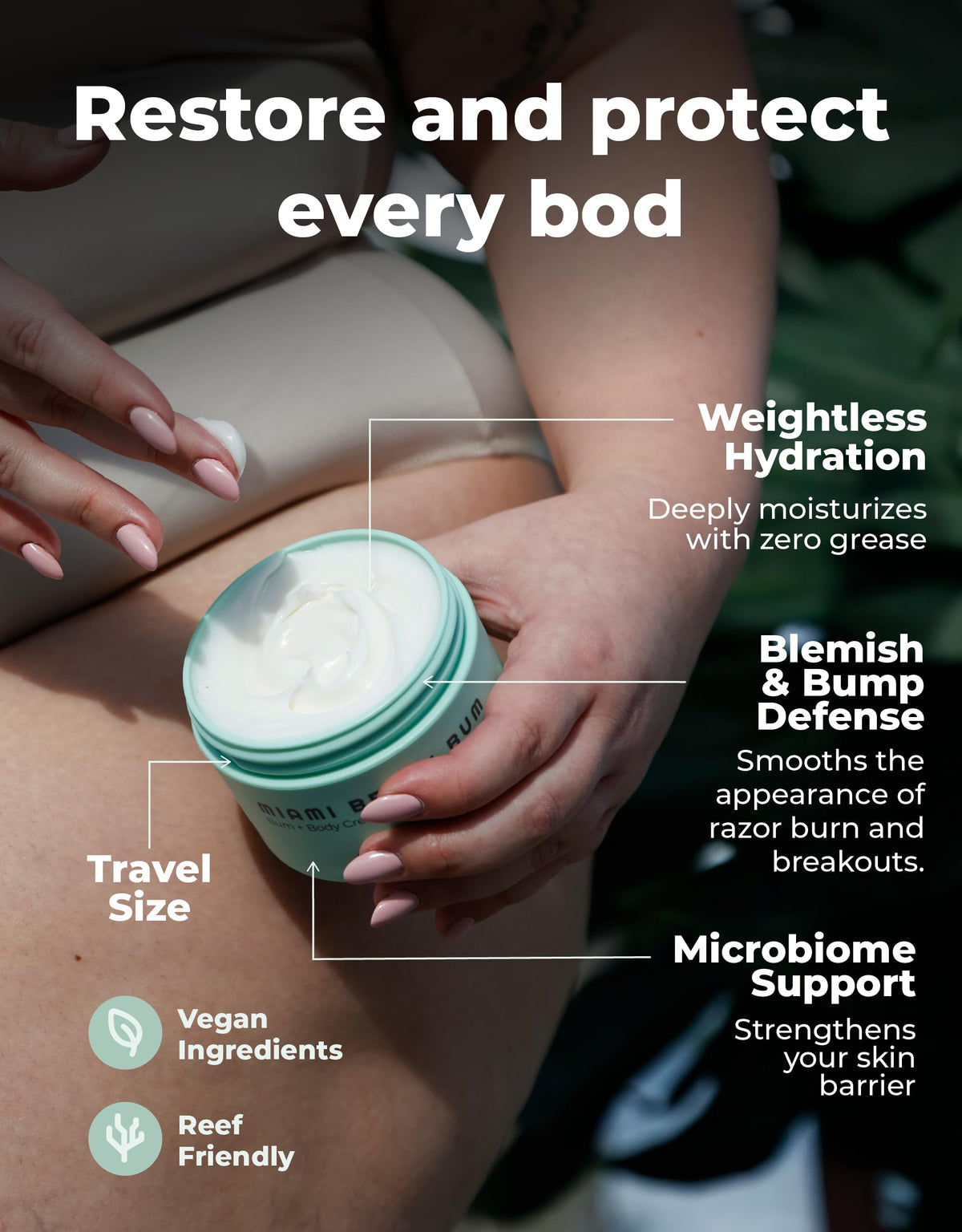 Miami Beach Bum tube opened with lotion at tip for fast absorption benefit