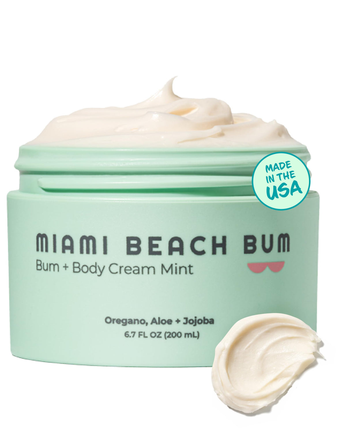 Miami Beach Bum front jar view showing clean packaging and easy dispensing benefit