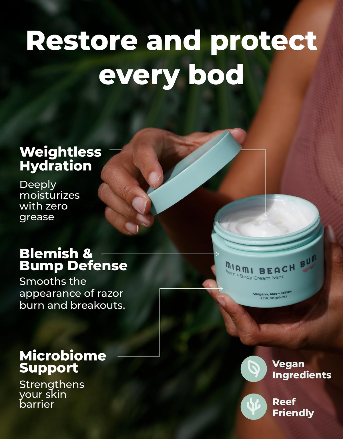 Miami Beach Bum cream texture close-up highlighting lightweight, fast-absorbing benefit