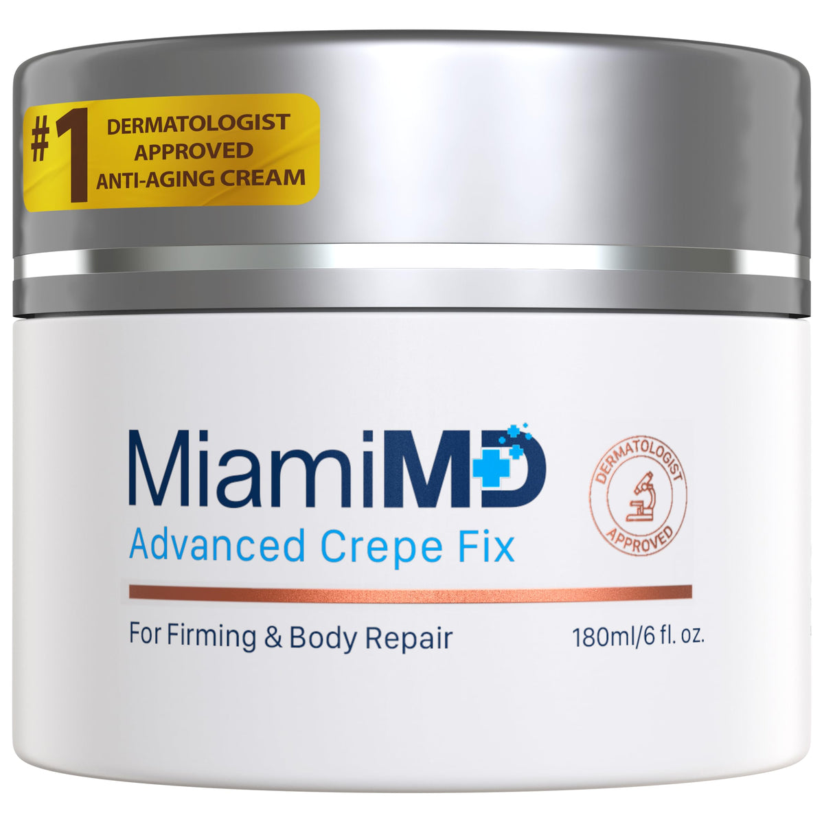 MiamiMD front packaging showing 6 fl oz jar and clear labeling for firming benefit