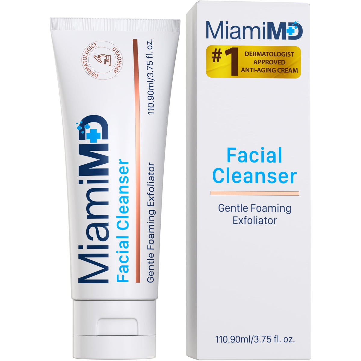 MiamiMD face wash front packaging showing clean design and size benefit