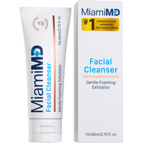 MiamiMD face wash front packaging showing clean design and size benefit