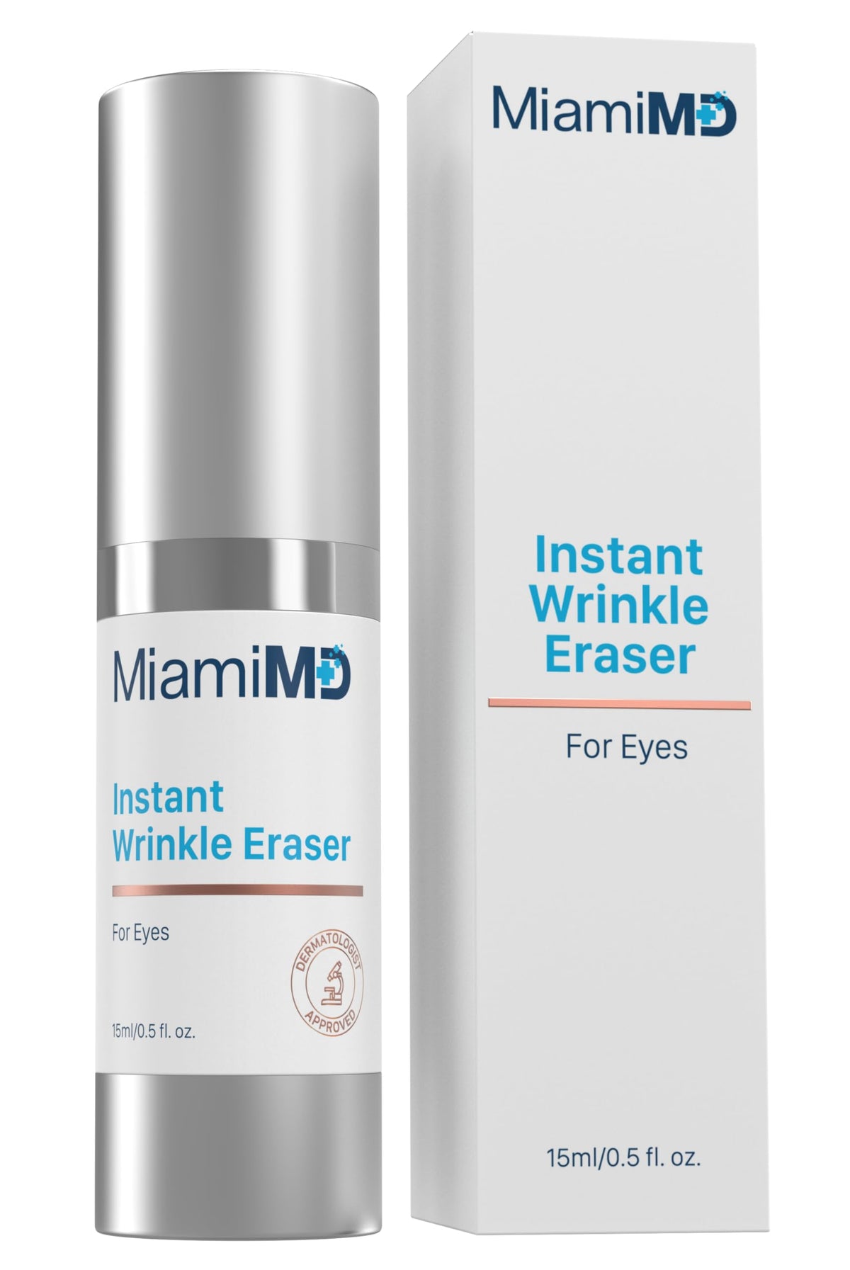 MiamiMD front packaging showing compact 15ml tube and branding for instant smoothing