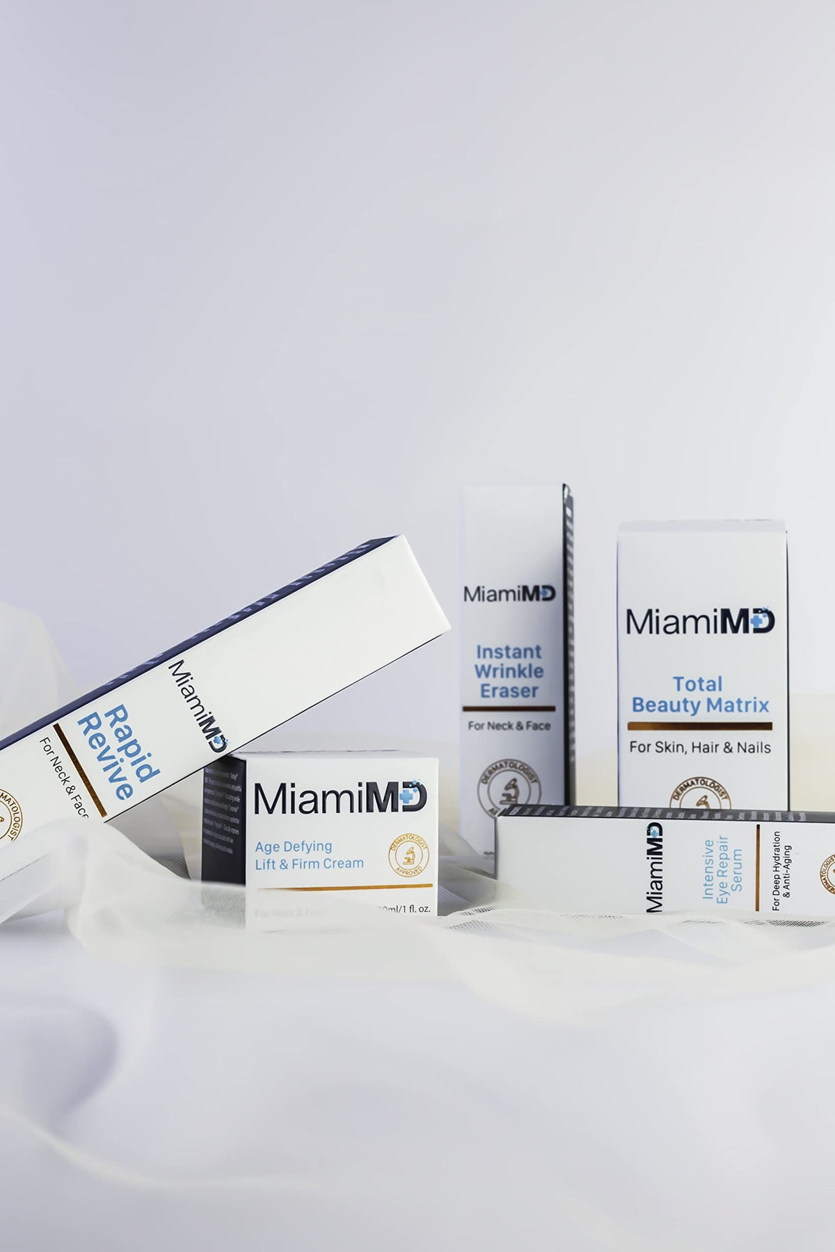 MiamiMD on bathroom vanity with skincare items suggesting daily routine enhancement