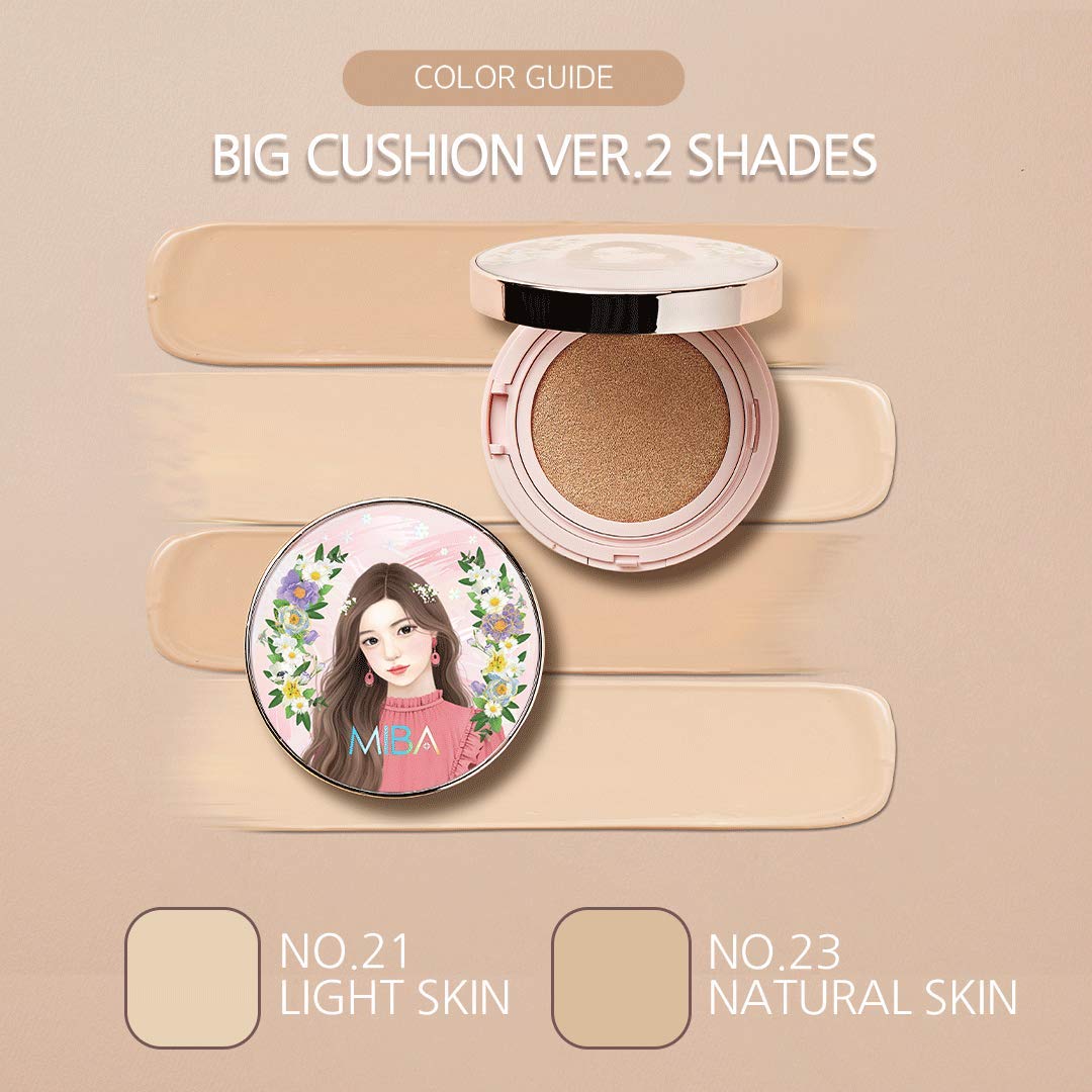 MIBA cushion being applied on cheek illustrating buildable coverage and hydration