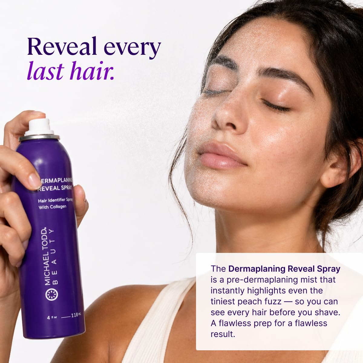 MICHAEL TODD product in use during dermaplaning, helps achieve precise hair removal