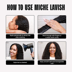 Miche Beauty applying leave-in on damp curls to improve manageability