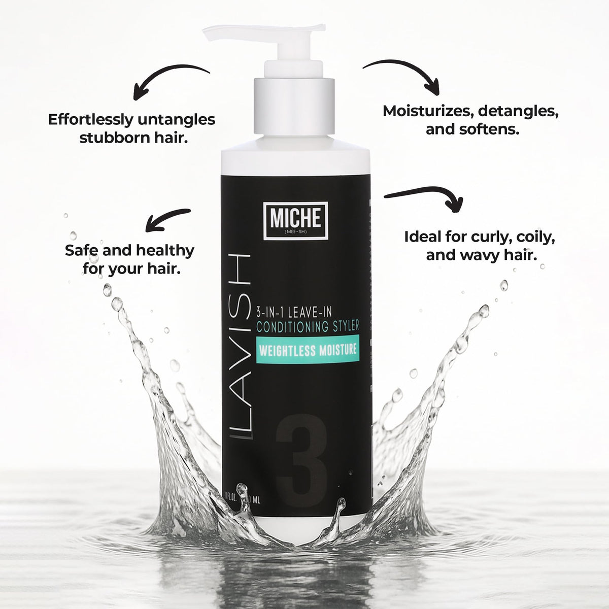 Miche Beauty creamy leave-in texture close-up for easy detangling benefit