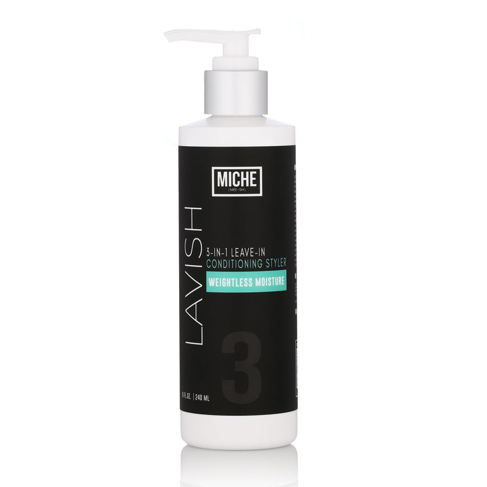 Miche Beauty front packaging of Lavish Leave-In 8oz showing product benefit
