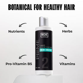 Miche Beauty conditioner being applied to wet curly hair for detangling