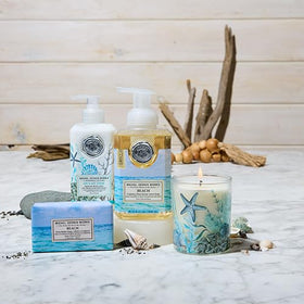 Michel Design Works foam texture lather on hands showing gentle cleansing with moisturizing benefits