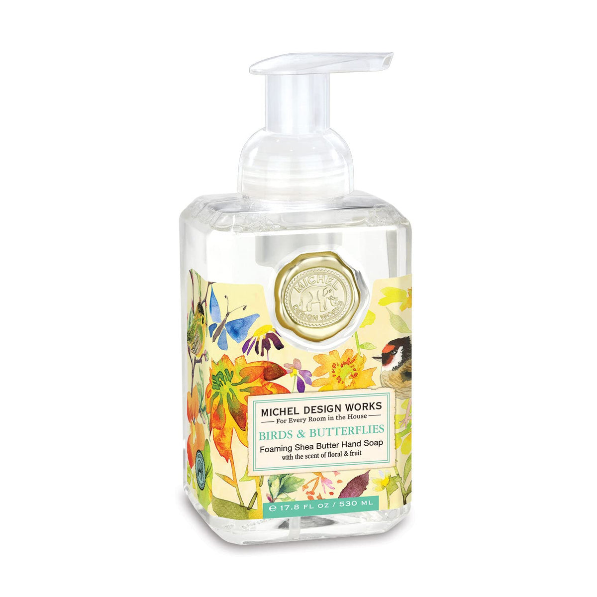 Michel Design Works front packaging showing Birds & Butterflies design and elegant medallion