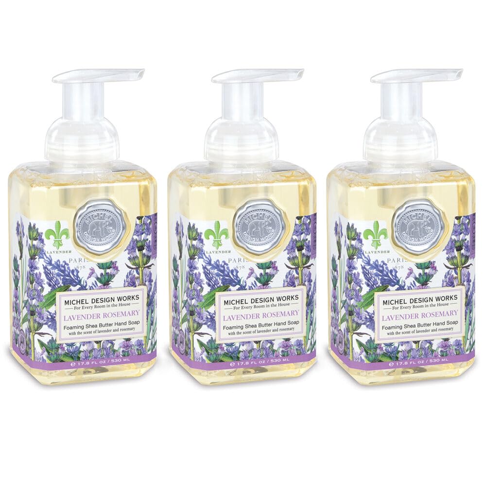 Michel Design Works front packaging showing three square dispenser bottles and labels, elegant gift appeal