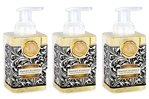 Michel Design Works front view of decorative dispenser showing label and medallion benefit: stylish countertop display