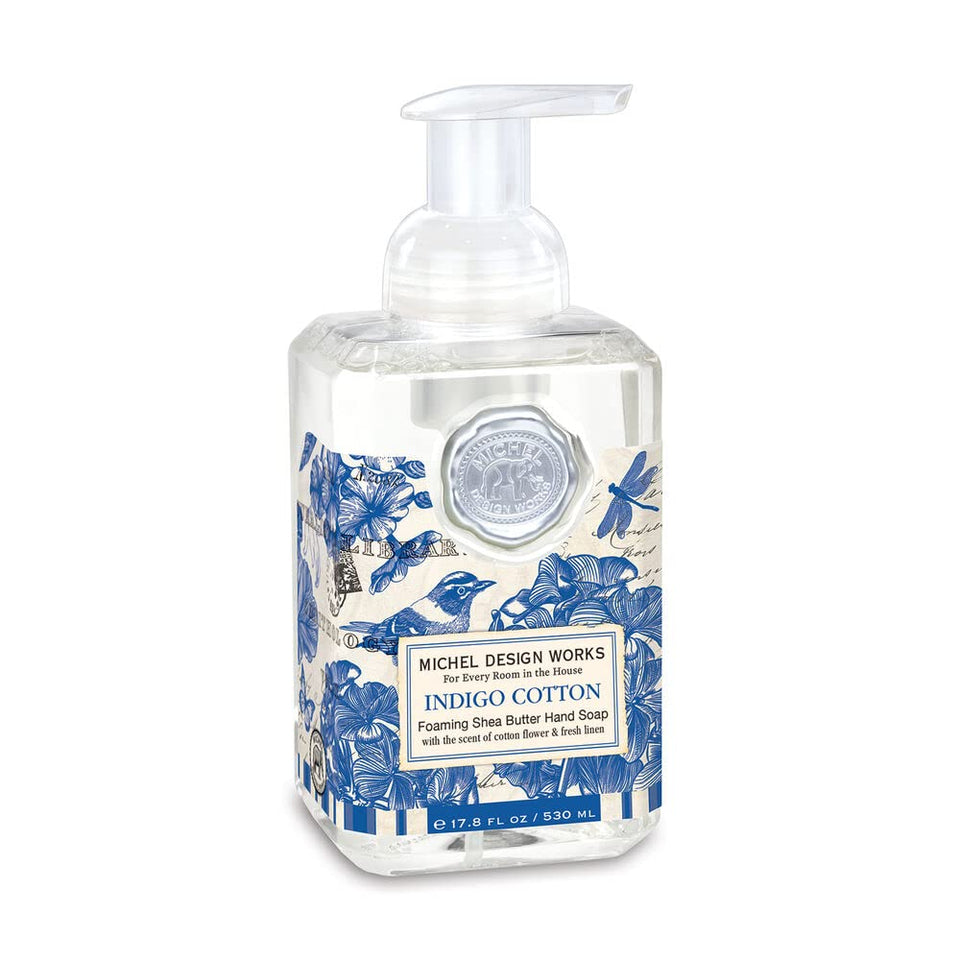 Michel Design Works foaming soap front packaging shows elegant medallion and label, stylish presentation