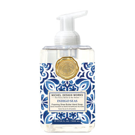 Michel Design Works front dispenser showing elegant medallion and easy-pump benefit