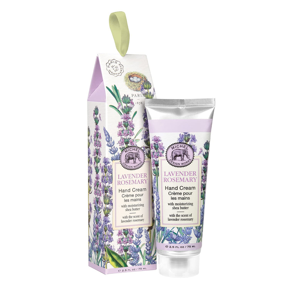 Michel Design Works front packaging showing tube and lavender illustration for gift appeal