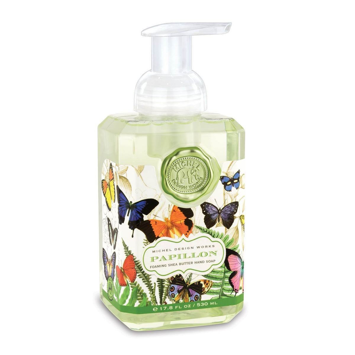 Michel Design Works Papillon bottle front view highlighting decorative label and gift-ready look