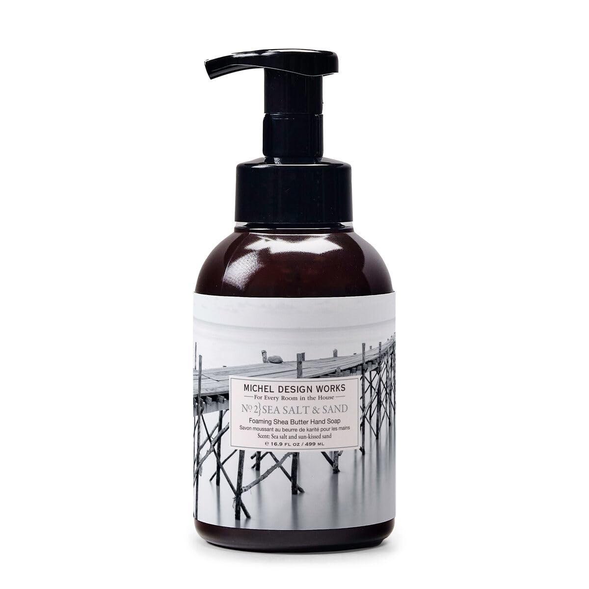 Michel Design Works front bottle showing sea salt scent and stylish design for countertop appeal